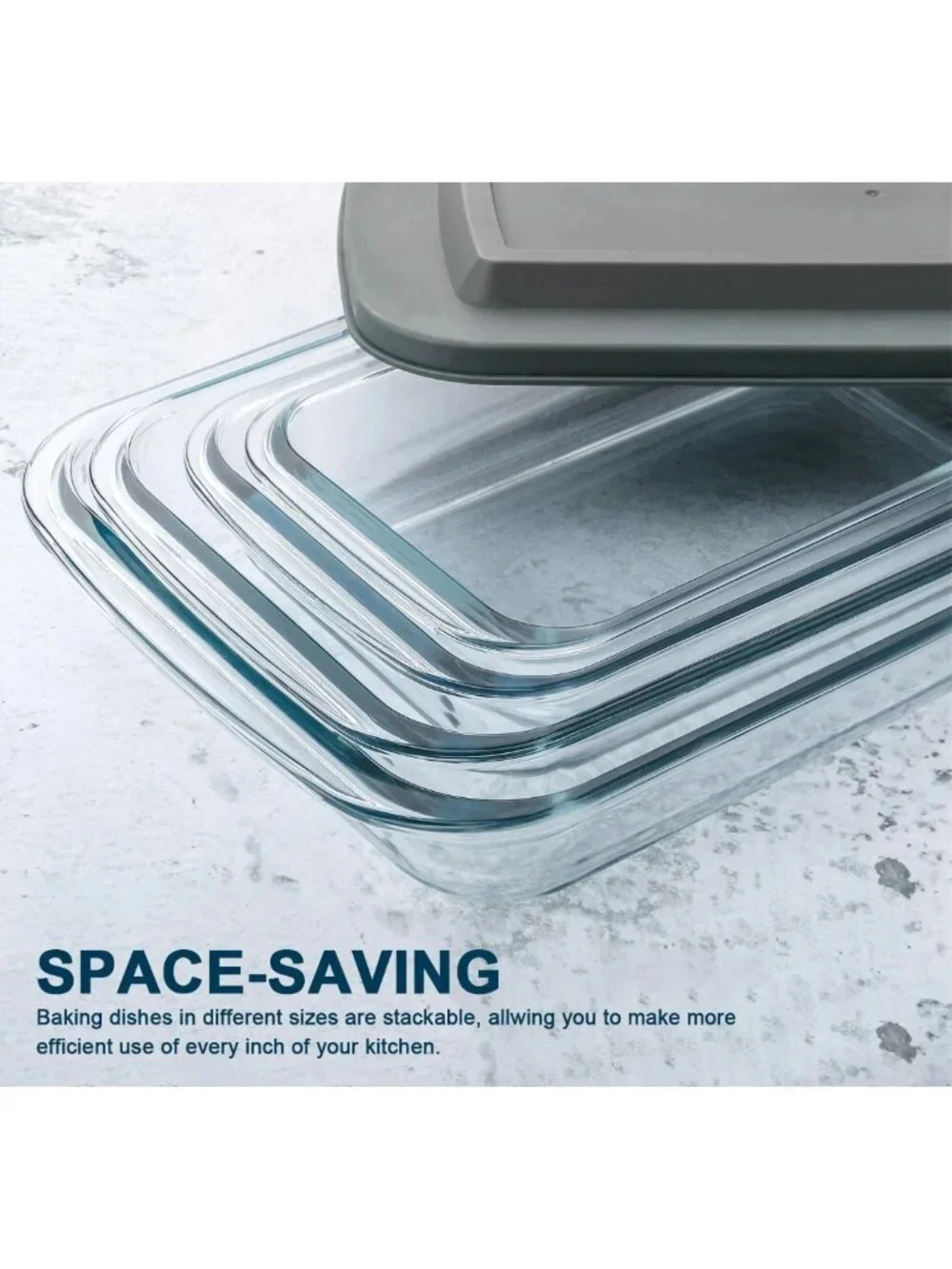 8-Piece Rectangular Glass Bakeware Set with Lids - Ideal for Lasagna, Cooking